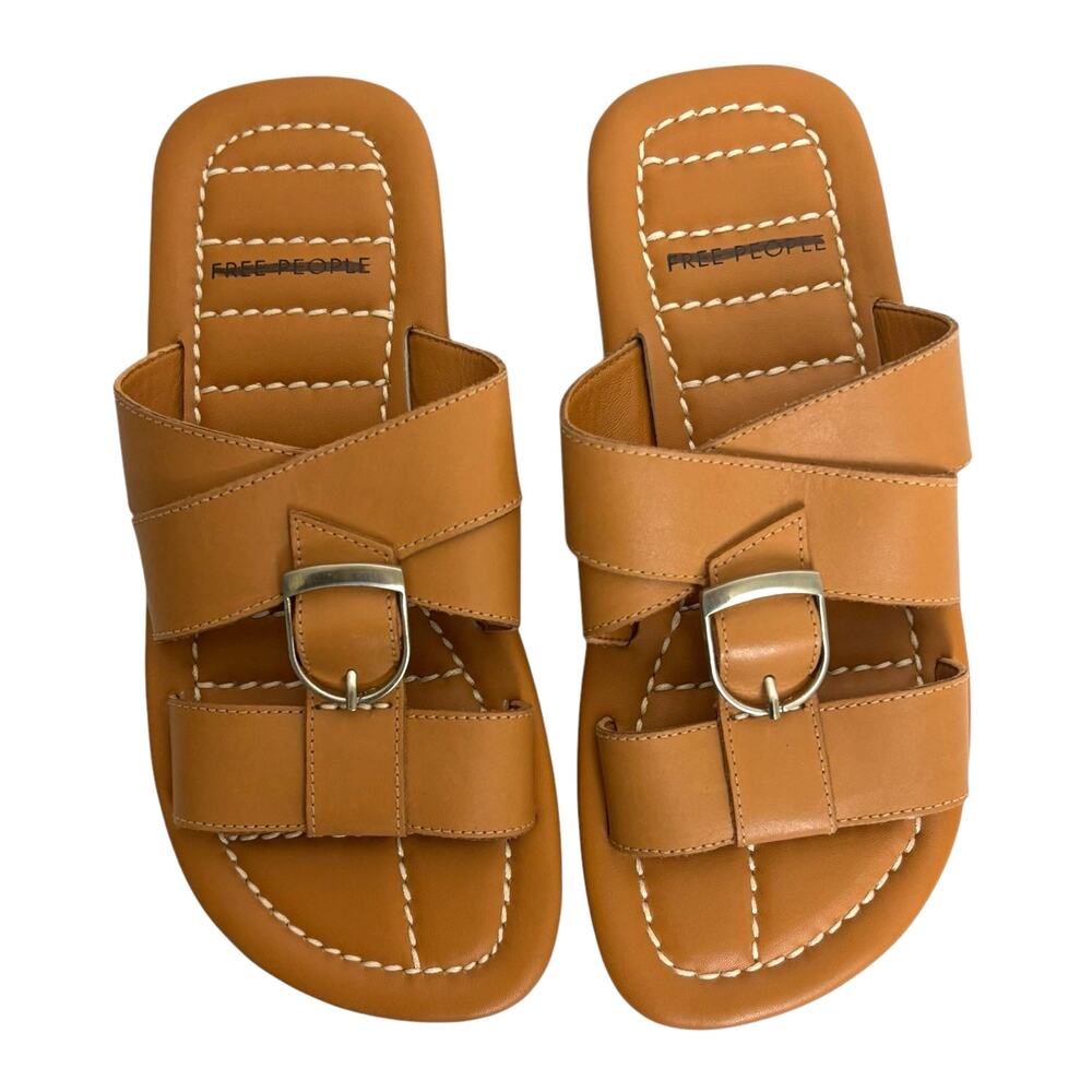 Free People Women's Sloan Buckle Leather Sandals in Cinnamon Clay NEW Size 6 - Picture 5 of 10